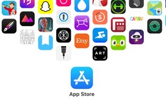 App Store logo with icons of popular apps. Apple must now defend its fees for payments made outside the store.