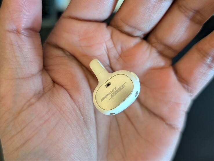 Close up showing the side that goes outside of the ear