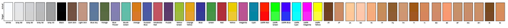 No visible color differences between the actual colors (upper half) and their reference values (lower half)