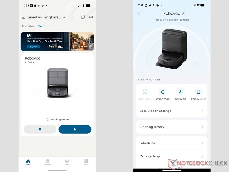eufy app interface for the Omni C28.