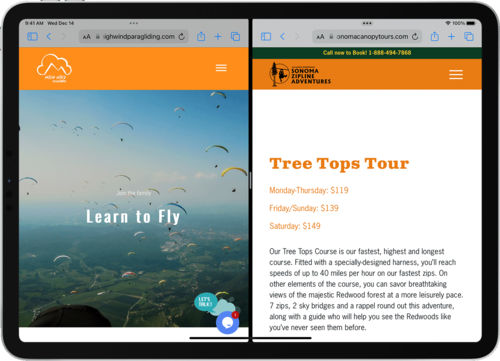 Apple has integrated split-screen mode into the iPad, but this feature is not yet available on the iPhone (Source: Apple)
