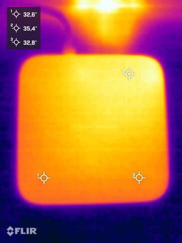 Surface temperature during the stress test stress test (top view)
