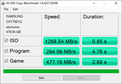 AS SSD Copy Benchmark