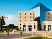The exterior of a Dell Technologies facility featuring the company logo.
