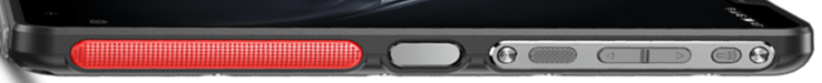 Right-hand side: Fingerprint sensor, Power button, Volume rocker, Flashlight