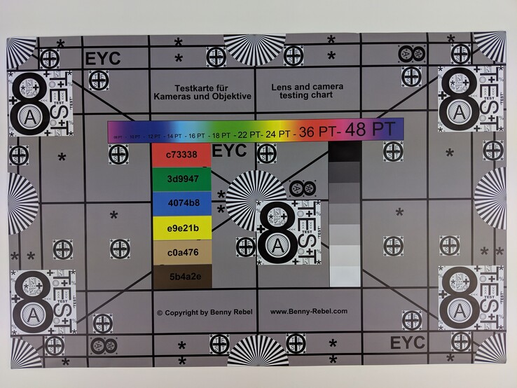 A photo of our test chart