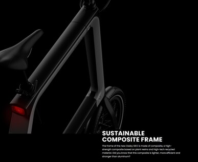 The "composite frame" made from recycled material is said to be even stronger than aluminum.