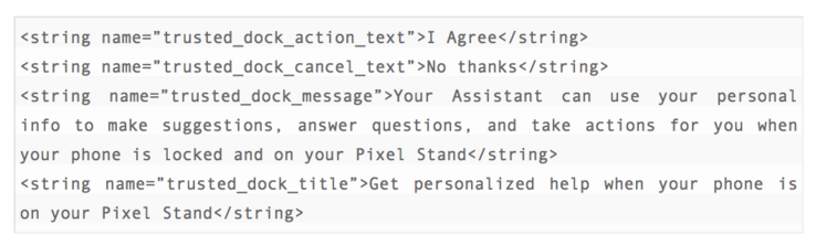 Code referencing the 'Pixel Stand.' (Source: AusDroid)