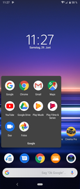 Default home screen and preinstalled Google apps