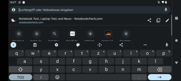 Keyboard in landscape mode