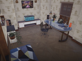 Pictured - a screenshot of a home office setting from Toy Tinker Simulator. You can build small toy museums to showcase completed restorations. (Image source: Steam)