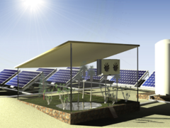 A diagram shows how you could use the solar panel to grow crops in arid conditions. (Image source: Cell Reports Physical Science)