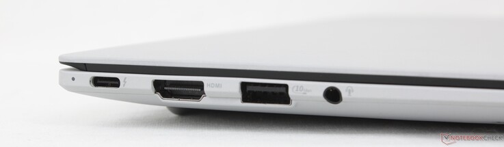 Left: USB-C 4.0 Thunderbolt 4 w/ DisplayPort + Power Delivery, HDMI 2.1 TMDS, USB-A 3.2 Gen. 2, 3.5 mm headset