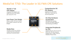 MediaTek T750 5G CPE SoC features. (Source: MediaTeK)