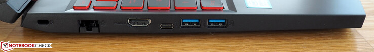 Left-hand side: Kensington lock, RJ45 LAN, HDMI 2.0, USB 3.0 Type-C, 2 x USB 3.0 Type-A
