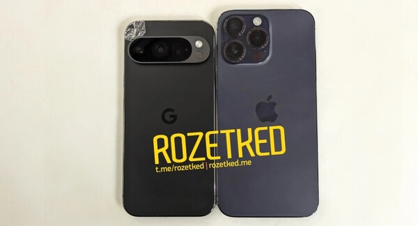 Pixel 9 Pro next to an iPhone Pro Max. Finally, those who love smaller phones will no longer have to compromise on features. (Source: Rozetked)