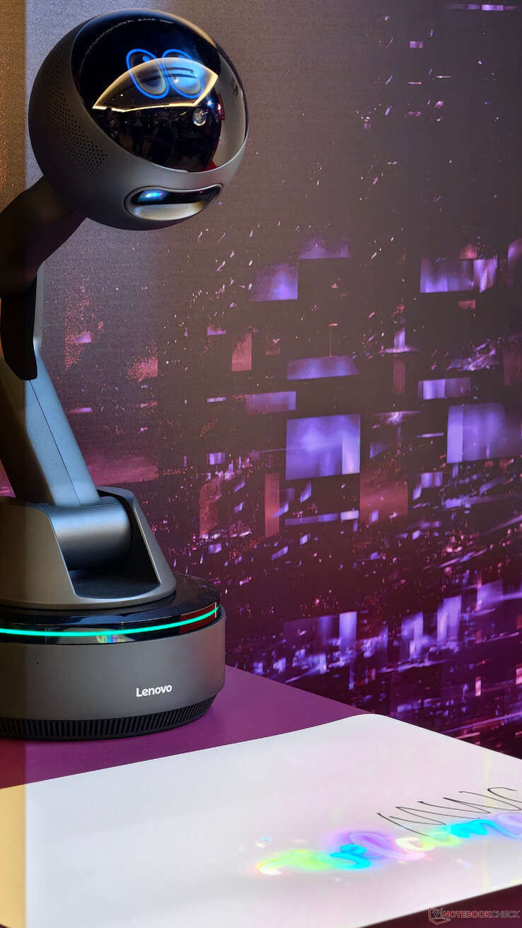 Lenovo's AI Workmate projecting on a surface below.