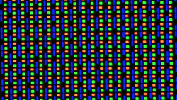 The OLED display possesses an RG/BG sub-pixel matrix consisting of one red, one blue and one green light diode.