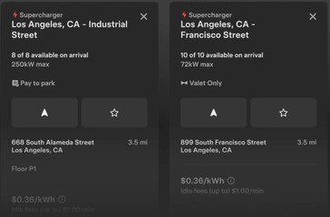 New Supercharger parking info notification icons.