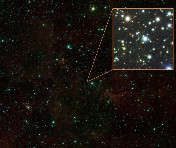The location of Gaia20ehk which was observed by astronomers.