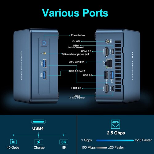 The GEEKOM IT12 Mini PC covers all important connectivity options