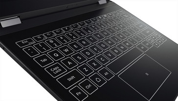 Lenovo Yoga A12 Android convertible tablet gunmetal grey keyboard closeup