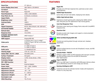 MSI MAG 274QRF QD E2: Specifications