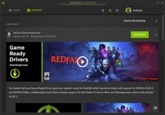 Nvidia GeForce Game Ready Driver 531.79 notification in GeForce Experience (Source: Own)