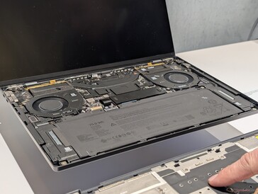The motherboard now faces upwards when it comes to accessing the battery, SSD, and cooling solution