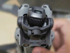 The DJI Mini 5 Pro and a close-up of its new 1-inch type camera sensor and its gimbal system. (Image source: via Mauro Tandoi)