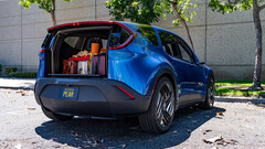 The trunk of the Fisker PEAR neatly stows away in the body panels instead of hinging open like a traditional trunk. (Image source: Fisker)