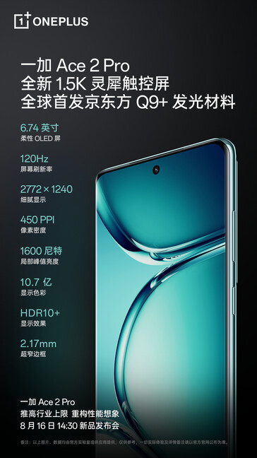 OnePlus hypes the Ace 2 Pro's "advanced" display. (Source: OnePlus via Weibo)
