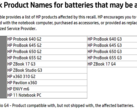 Product lines which include affected units. (Source: HP)