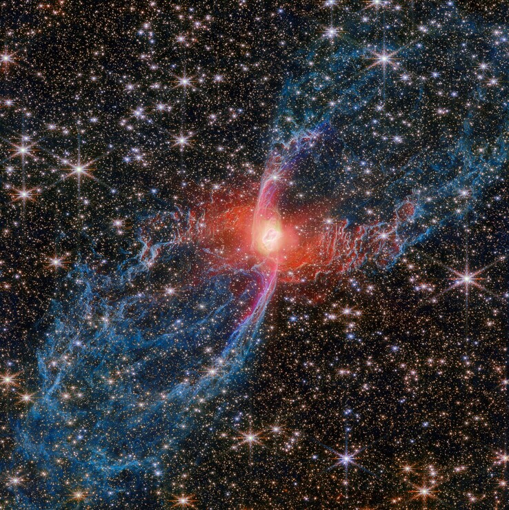 An image of theb Red Spider Nebula as captured by Webb (Image source: ESA/Webb, NASA, CSA, and J. H. Kastner)
