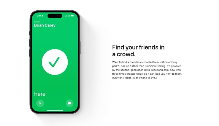 Thanks to Precision Finding on the iPhone 15 and iPhone 15 Pro, you can also find your friends in a crowd.