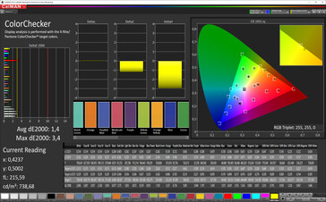 CalMAN: Mixed colours (True Tone deactivated, sRGB target colour space)
