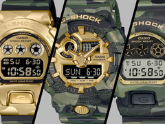 Casio is reportedly launching four new Camo and Gold-themed watches in June (GA-V01CMG-3A not present in image)