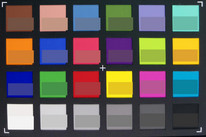 Screenshot of ColorChecker colors. Original colors are displayed in the lower half of each patch.