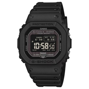 Casio G-Shock GW-BX5600-1 digital watch with a black resin case and band, featuring a positive MIP display with light characters on a dark-colored background.