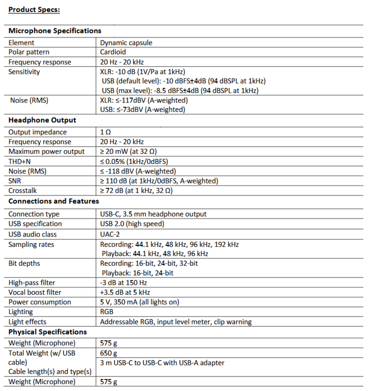 HyperX FlipCast specs (image source: HP)
