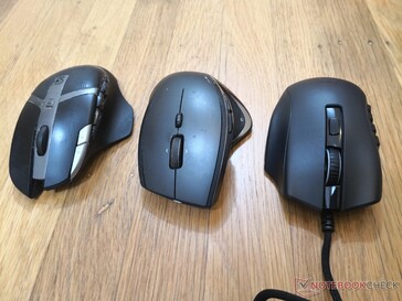 Right to left: Razer Naga X, Logitech Performance MX, Logitech G602