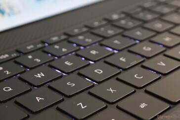 Travel is shallower and with lighter feedback than the keyboard on the thicker Precision 7750.