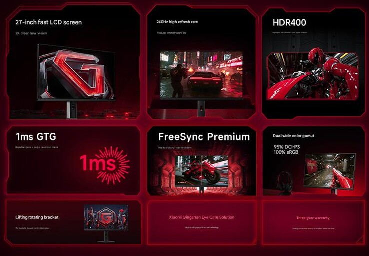 Main highlights of the monitor (Image source: Xiaomi - machine translated)