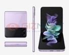 The Galaxy Z Flip 3 will launch in several colours. (Image source: Giznext)