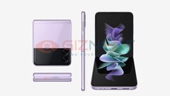 The Galaxy Z Flip 3 will launch in several colours. (Image source: Giznext)