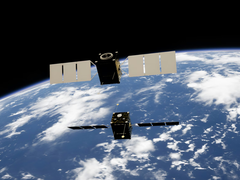 Two satellites docking in space powered by Obruta's RPOD Kit. (Image source: Kevin Stadnyk on Unsplash)