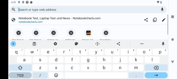 Keyboard in landscape mode