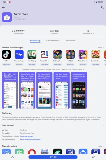 The Aurora Store can be installed from the AppGallery.