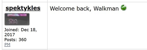 Walkman comment in Sony Xperia rumor thread. (Image source: Esato)