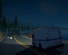 An image from the game Lake showing a mail truck.